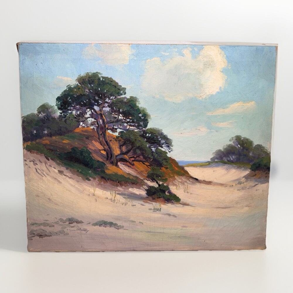 Charles Gordon Harris Vintage 1930’s Oil Painting Coastal Sand Dunes 30” X 25”